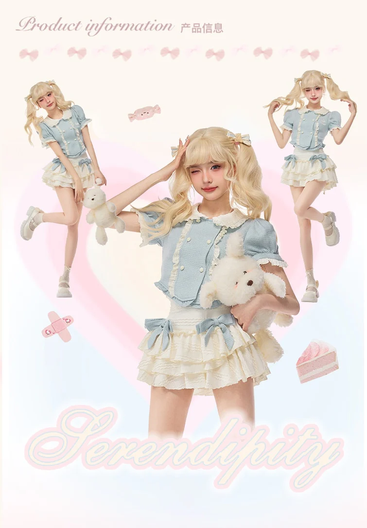 Baby Blue Dollette Skirt Matching Set - Image 12