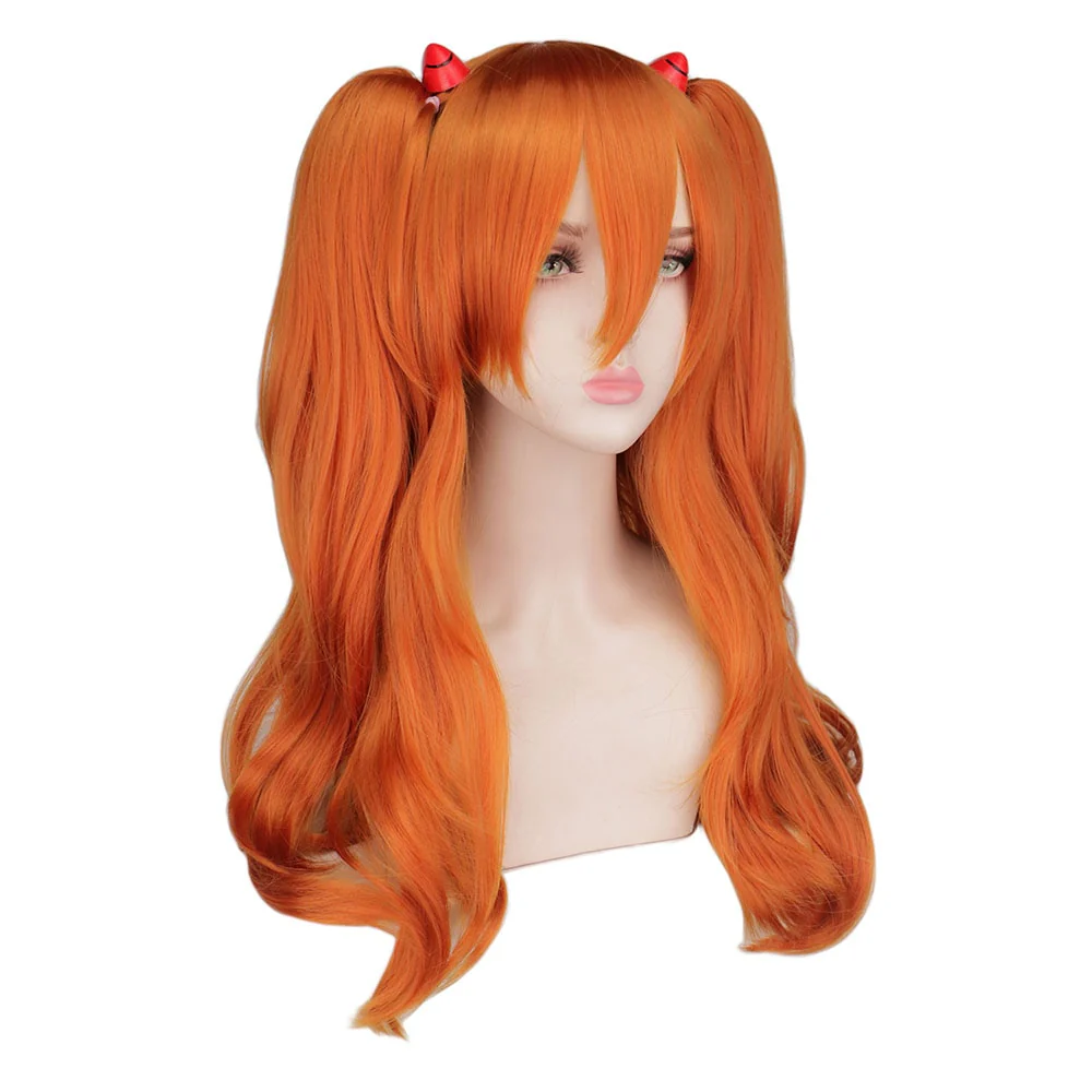 Cosplay Wig Long Orange With 2 Ponytail Clips - Image 4