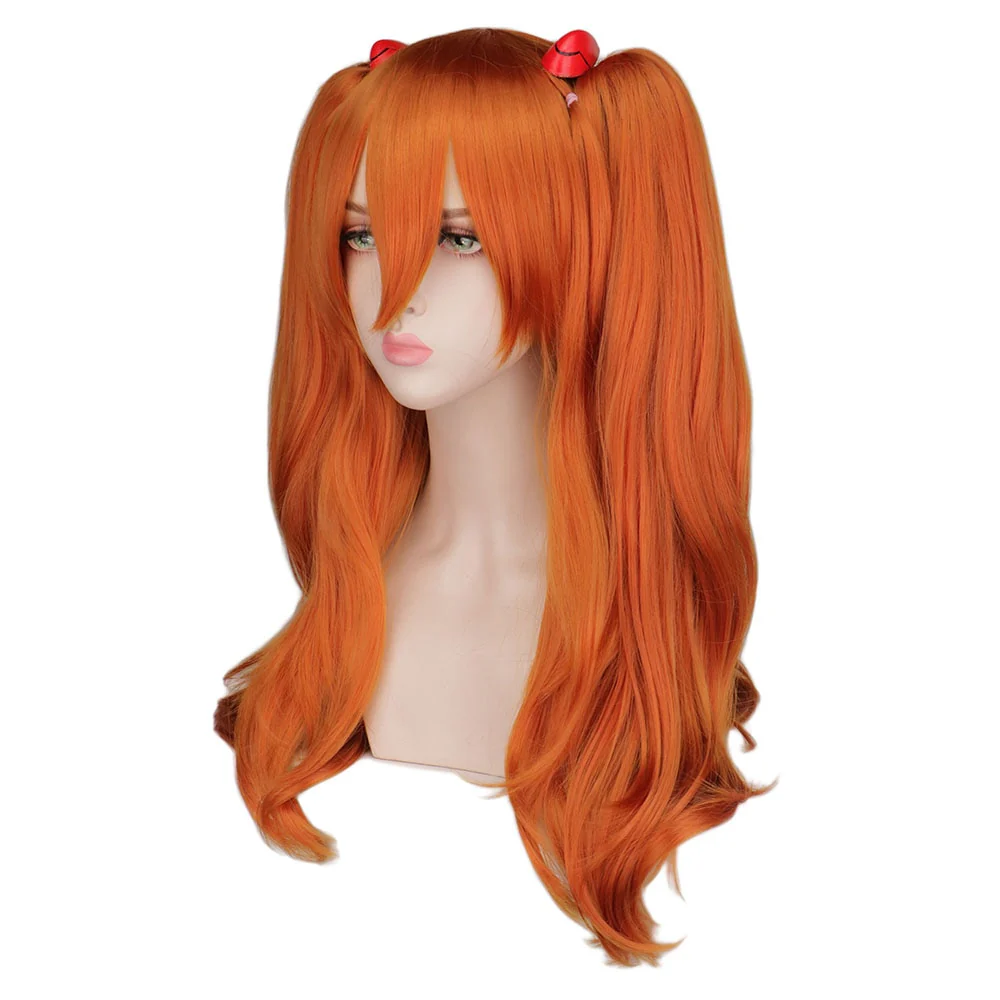 Cosplay Wig Long Orange With 2 Ponytail Clips - Image 7