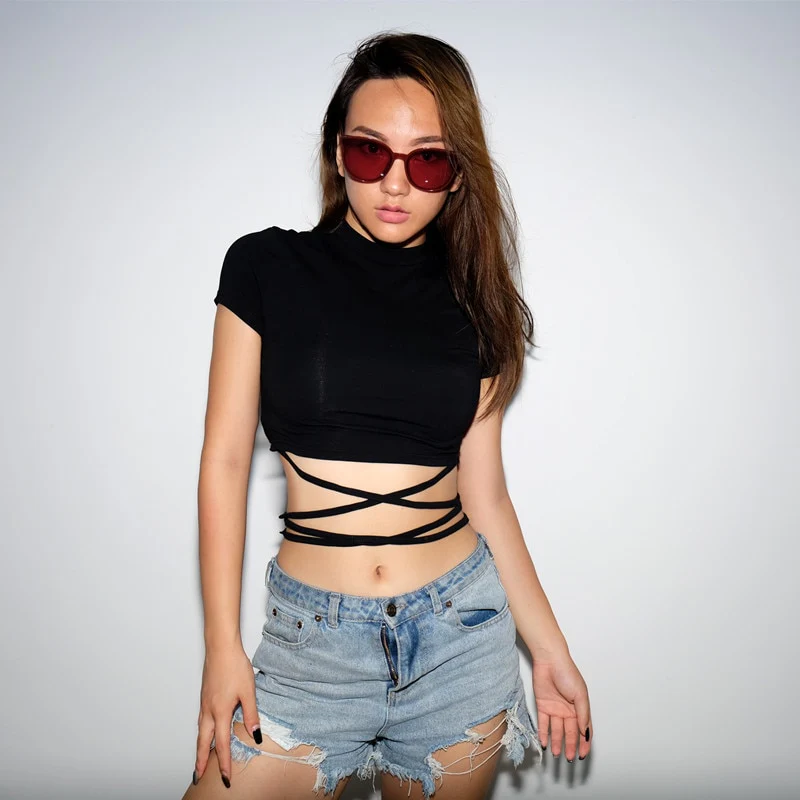 Crop Top T-Shirt Black - Image 11