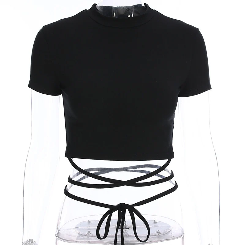 Crop Top T-Shirt Black - Image 12