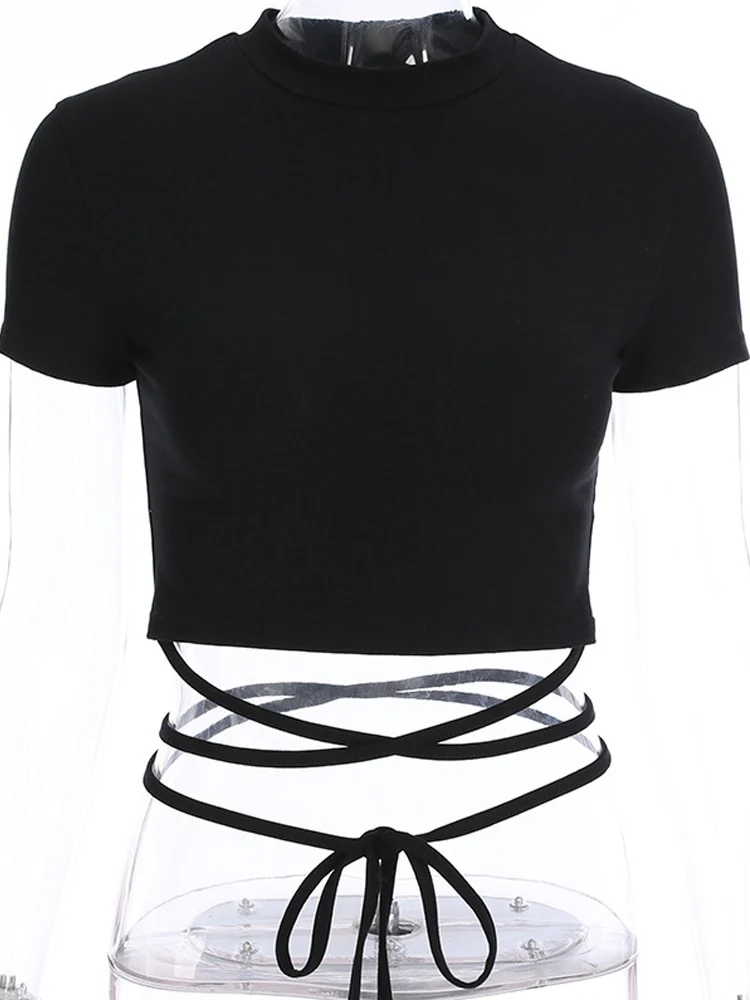Crop Top T-Shirt Black - Image 3