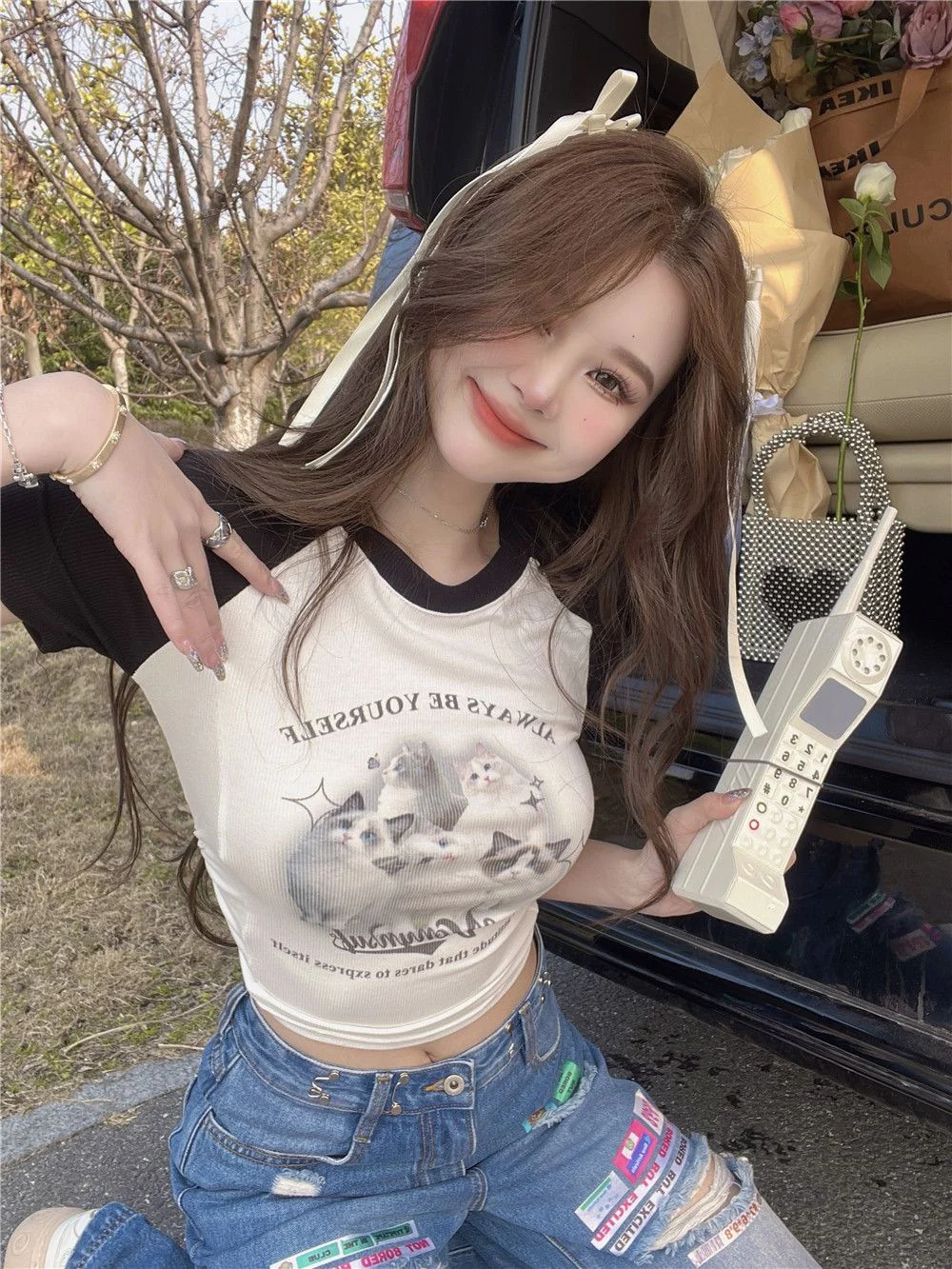 Cute Cat Baseball T-Shirt - Image 11