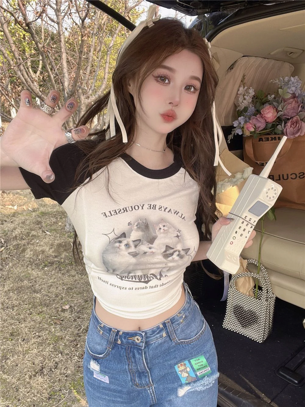 Cute Cat Baseball T-Shirt - Image 12