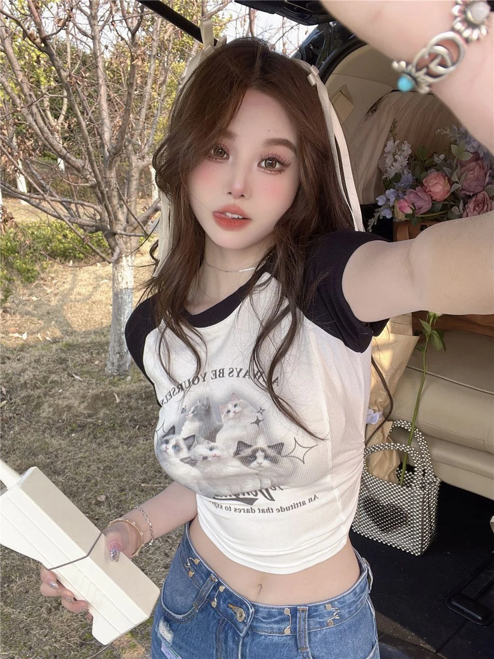 Cute Cat Baseball T-Shirt - Image 14