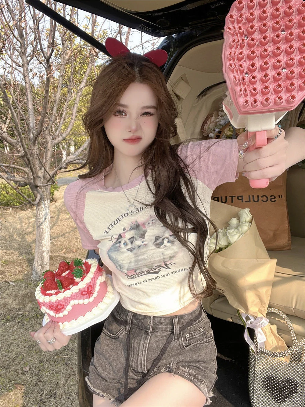 Cute Cat Baseball T-Shirt - Image 17