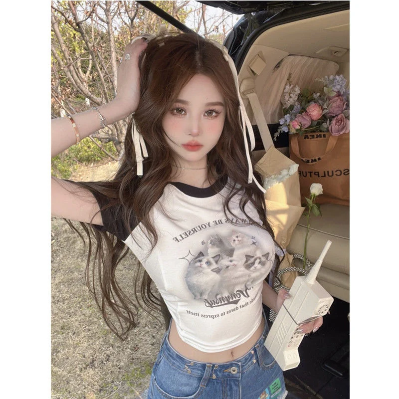Cute Cat Baseball T-Shirt - Image 6
