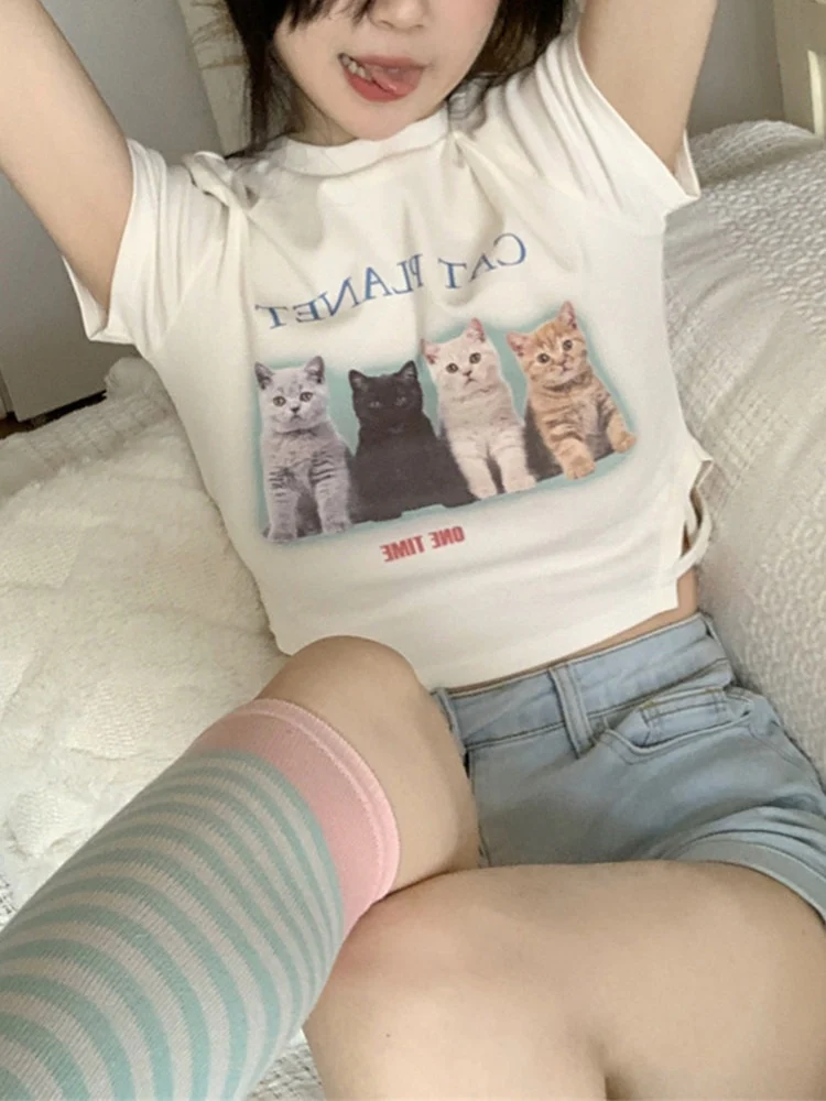 Cute Cat Friends Crop Top - Image 3