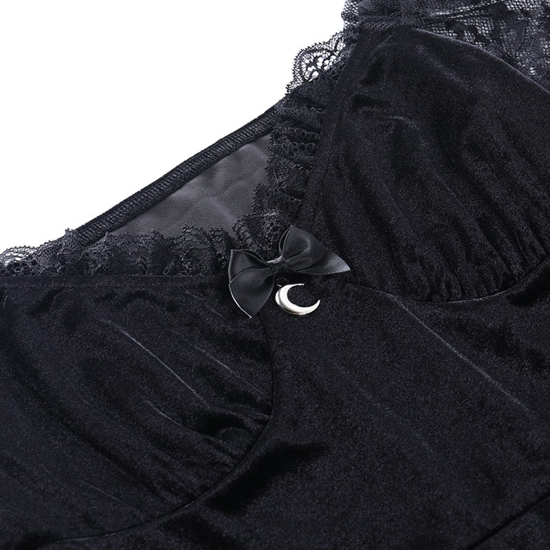 Dark Goth  Velours Vampire A-Line Dress - Image 12
