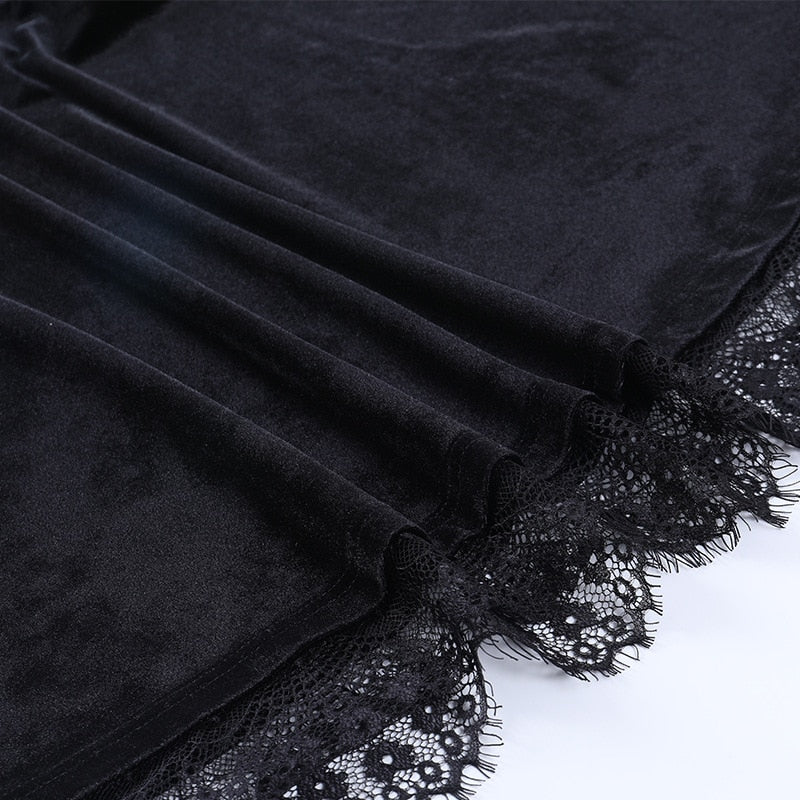 Dark Goth  Velours Vampire A-Line Dress - Image 18