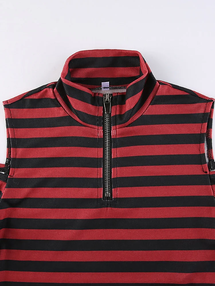 Dark Grunge E-Girl Striped Crop Top - Image 7
