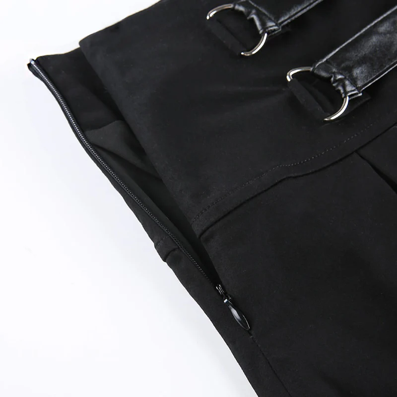 Dark Grunge Pleated Mini Skirt 2 Straps - Image 3