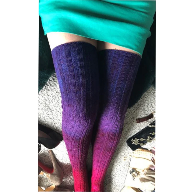 Dark Ombre Thigh High Socks - Image 4