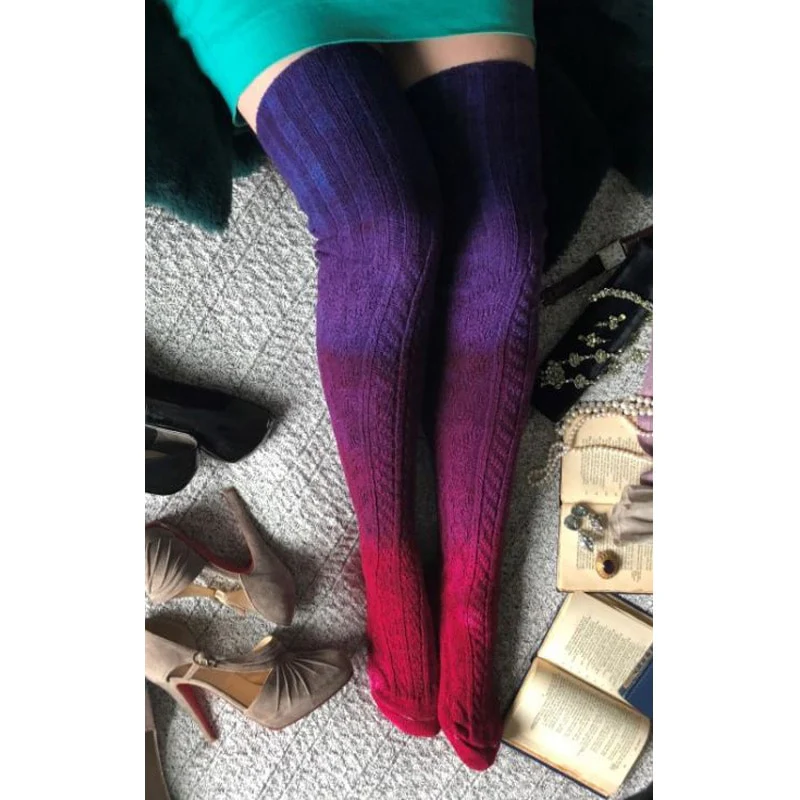 Dark Ombre Thigh High Socks - Image 5