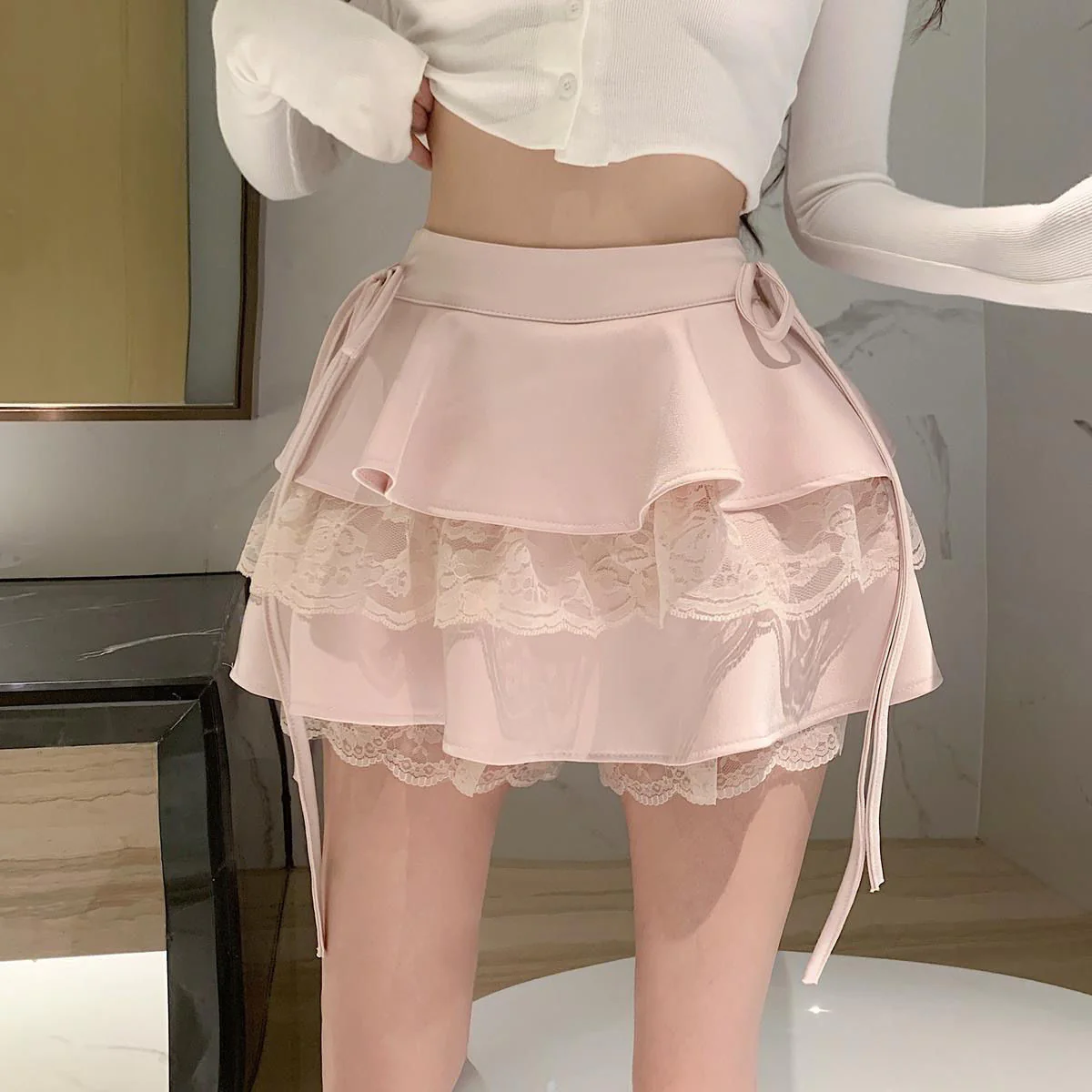 Dollette Ruffle Double Layer Mini Skirt Pink - Image 4