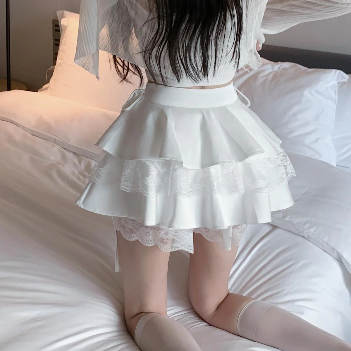 Dollette Ruffle Double Layer Mini Skirt White - Image 5