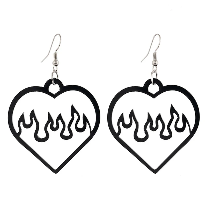 E-Girl Aesthetic Earrings Heart Flame - Image 2