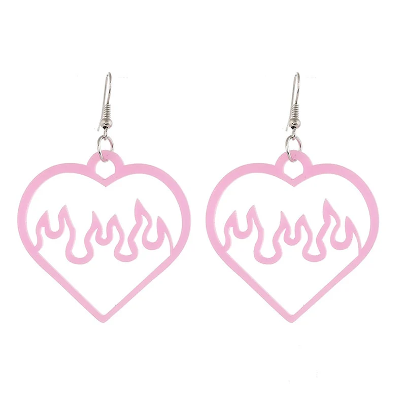 E-Girl Aesthetic Earrings Heart Flame - Image 3