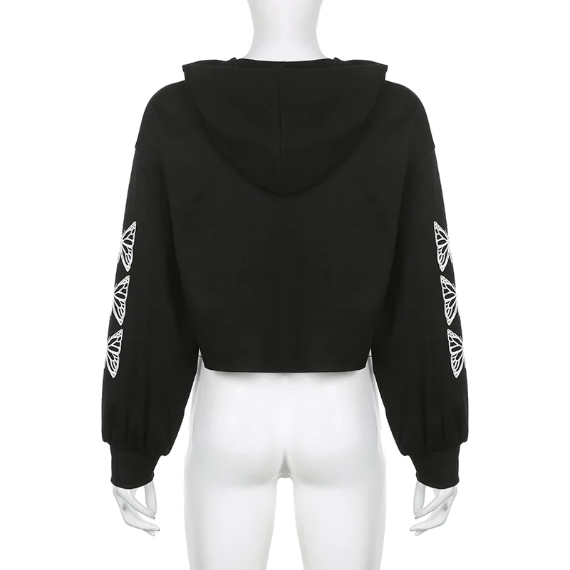 E-Girl Hardcore Print Gothic Crop Hoodie - Image 11