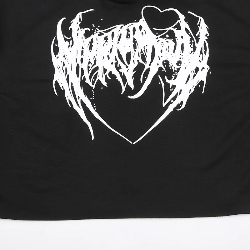 E-Girl Hardcore Print Gothic Crop Hoodie - Image 16