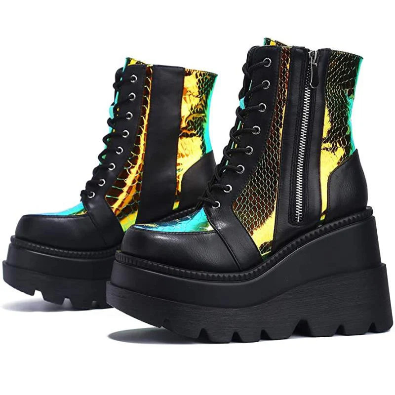 Egirl Black Holographic Platform Shoes - Image 3