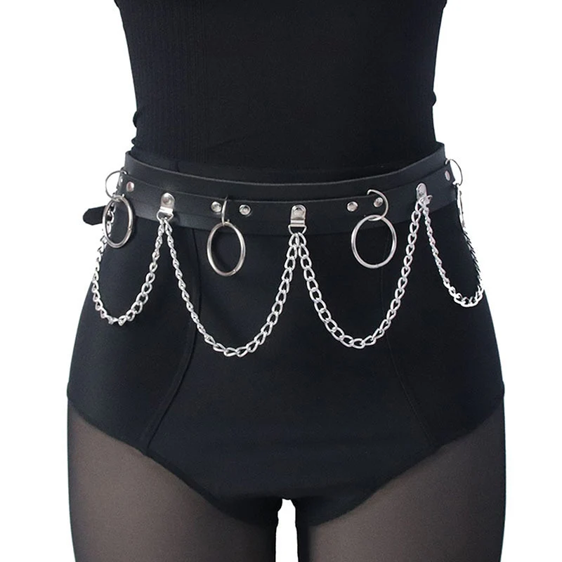Egirl Goth Punk Metal Chain Black Belt - Image 3