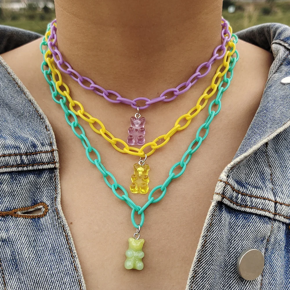 Egirl Kawaii Gummy Bear Acrylic Necklace - Image 32
