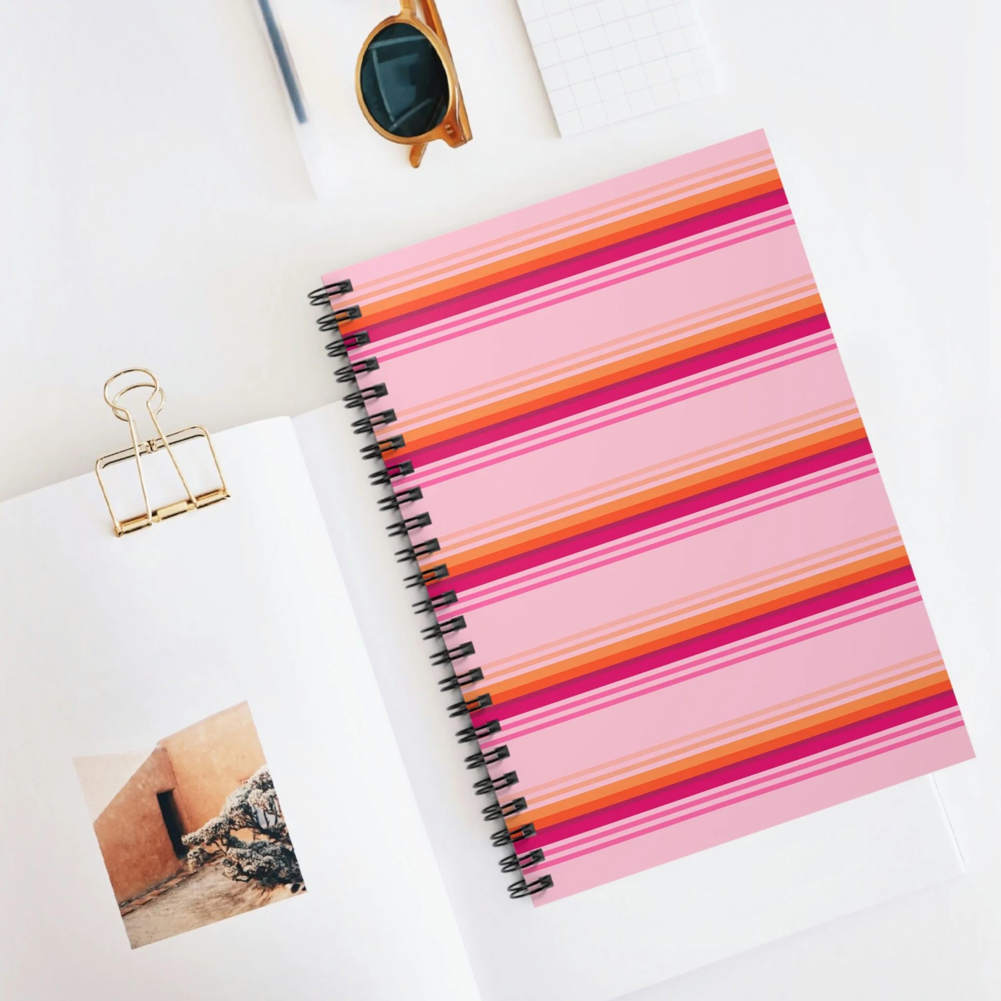 Enid Sinclair Pink Orange Stripes Spiral Notebook - Image 5