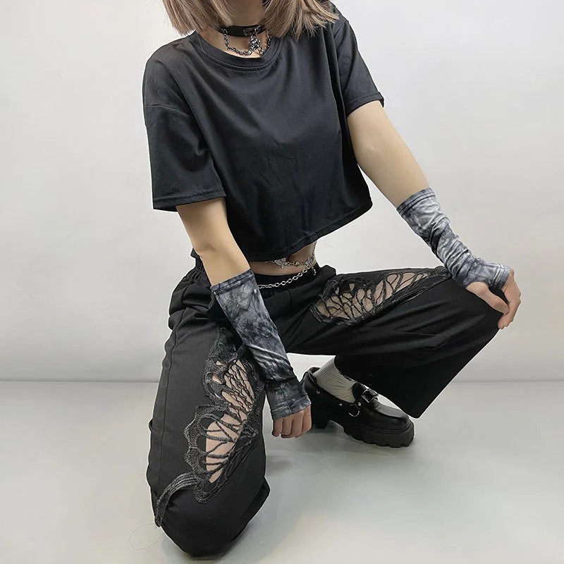 Fairy Grunge Butterfly Hollow Out Crop Top - Image 4