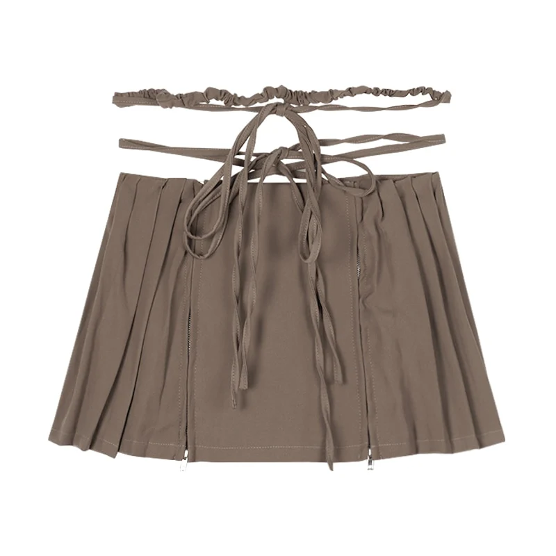Fairy Grunge Lace-up Double Zipper Mini Skirt - Image 3