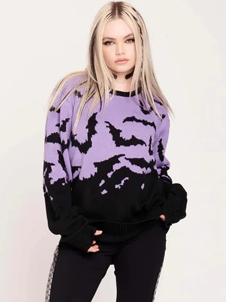 Gothic Bat Pattern Sweater - Image 10