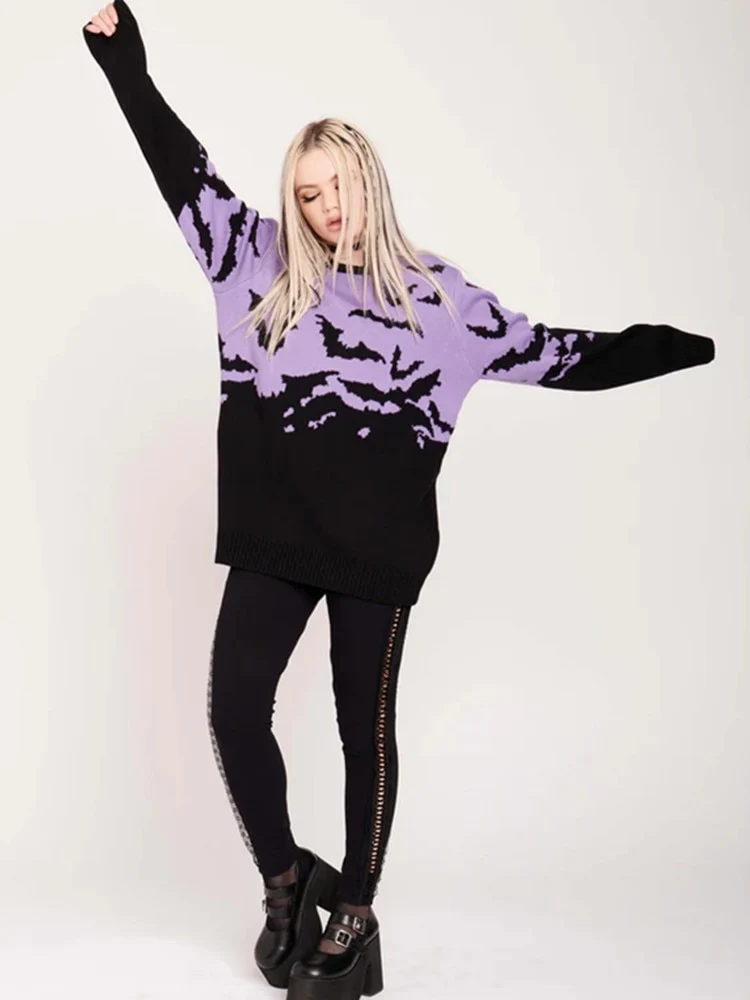 Gothic Bat Pattern Sweater - Image 4