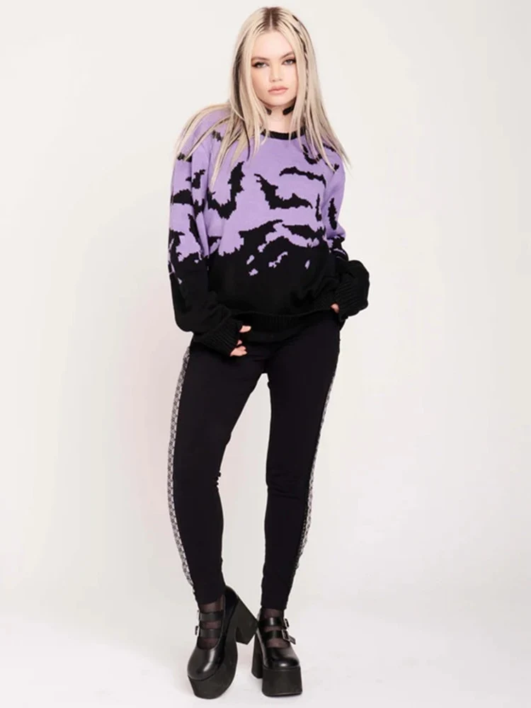 Gothic Bat Pattern Sweater - Image 5