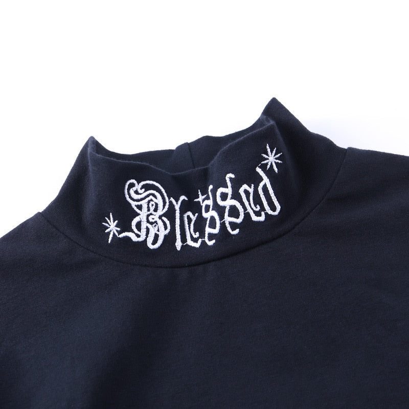 Gothic Blessed Long Sleeve Crop Top - Image 11