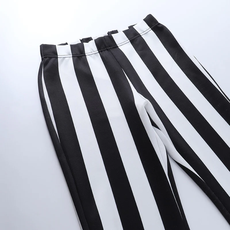 Gothic Striped High Waist Flare Pants - Image 6