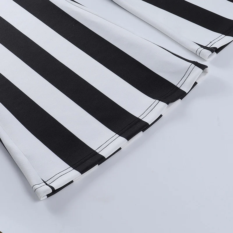 Gothic Striped High Waist Flare Pants - Image 9