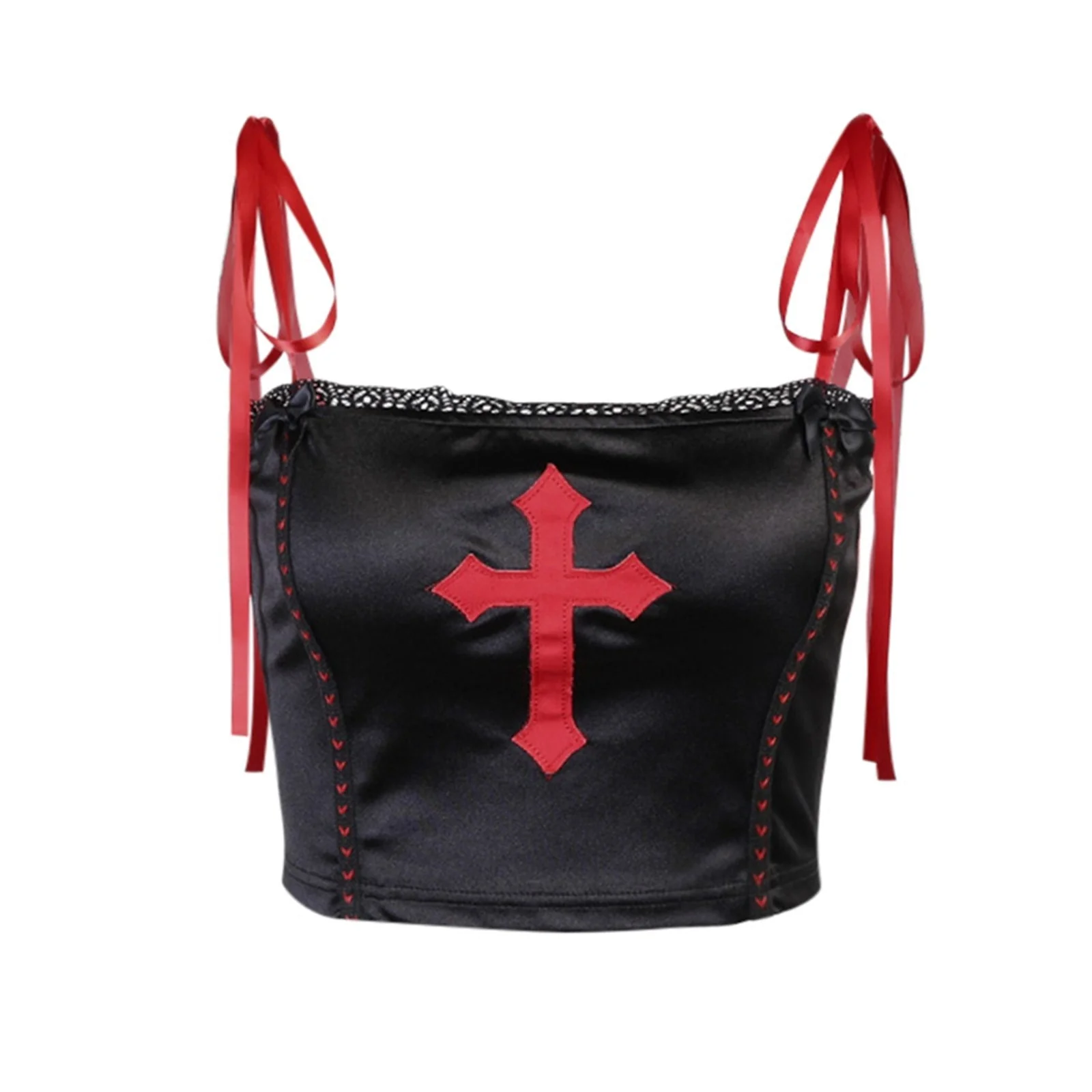 Gothic Vampire Cross Crop Top - Image 25