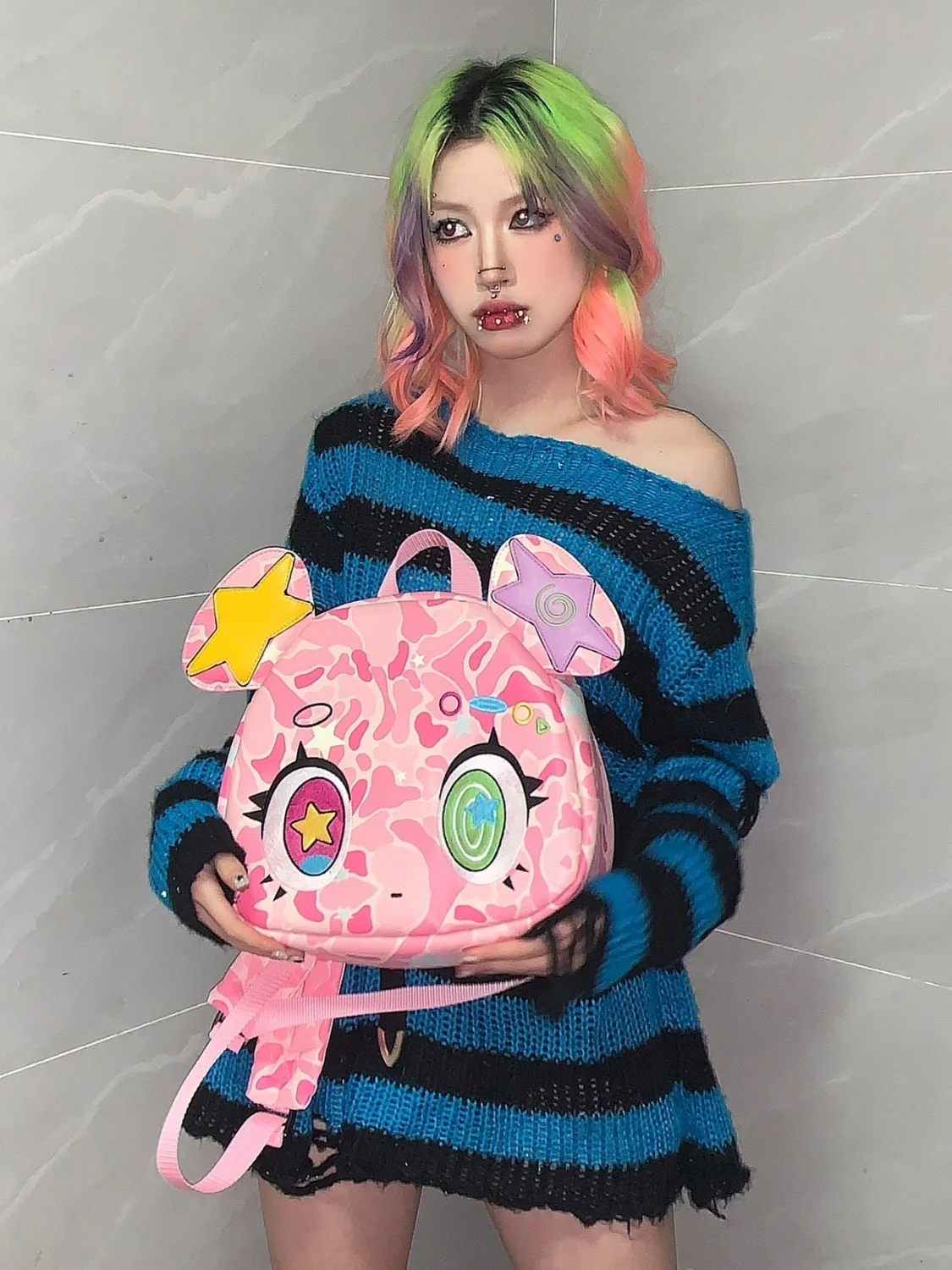 Harajuku Pink Bear Backpack - Image 13