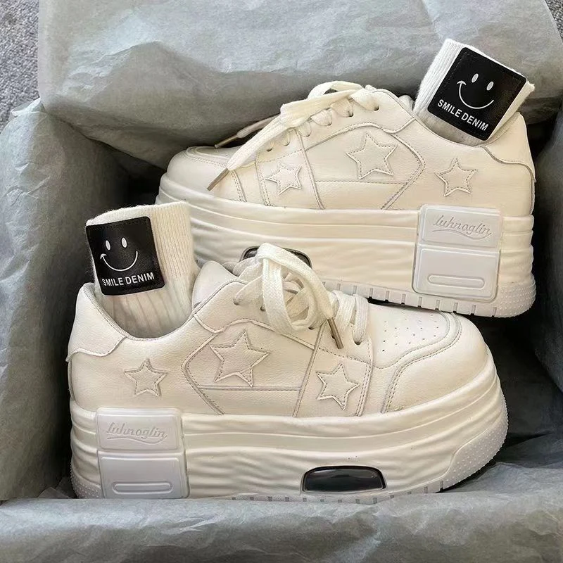 K-Pop Star Platform Sneakers - White - Image 3