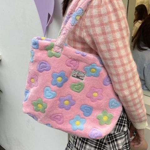 Kawaii Fluffy Soft Floral Handbag - Image 3