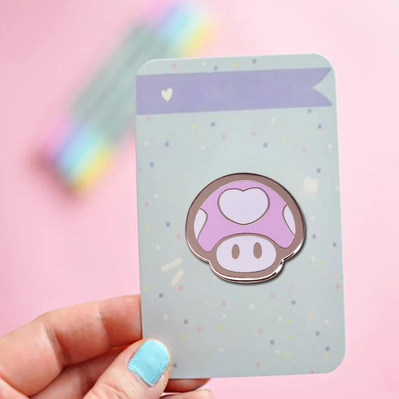 Kawaii Super Mario Mushroom Enamel Pin - Image 4