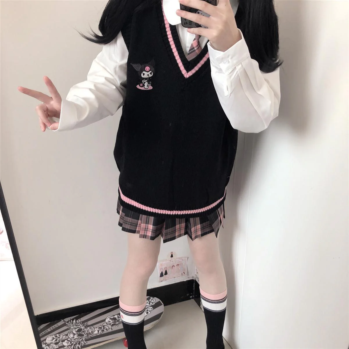 Kawaii Sweater Vest Kuromi Black - Image 4
