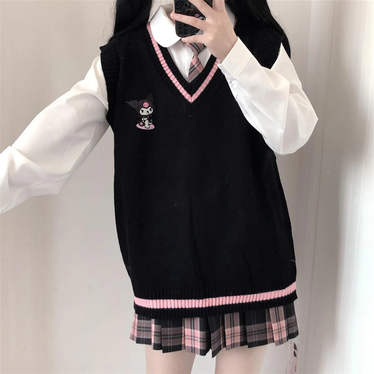 Kawaii Sweater Vest Kuromi Black - Image 5