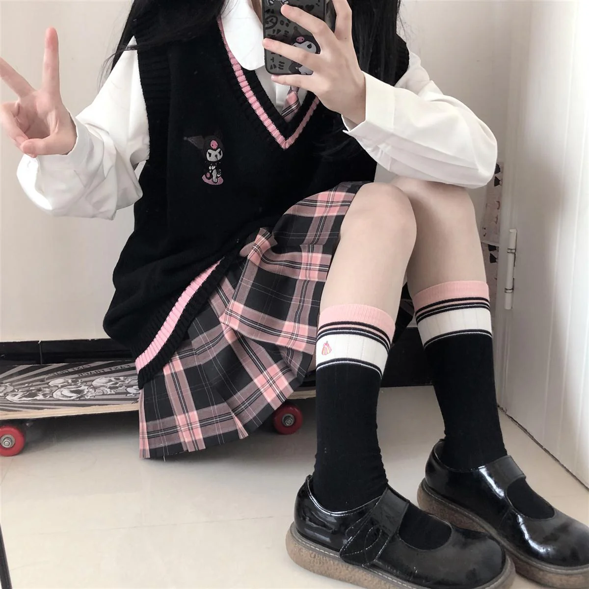 Kawaii Sweater Vest Kuromi Black - Image 6