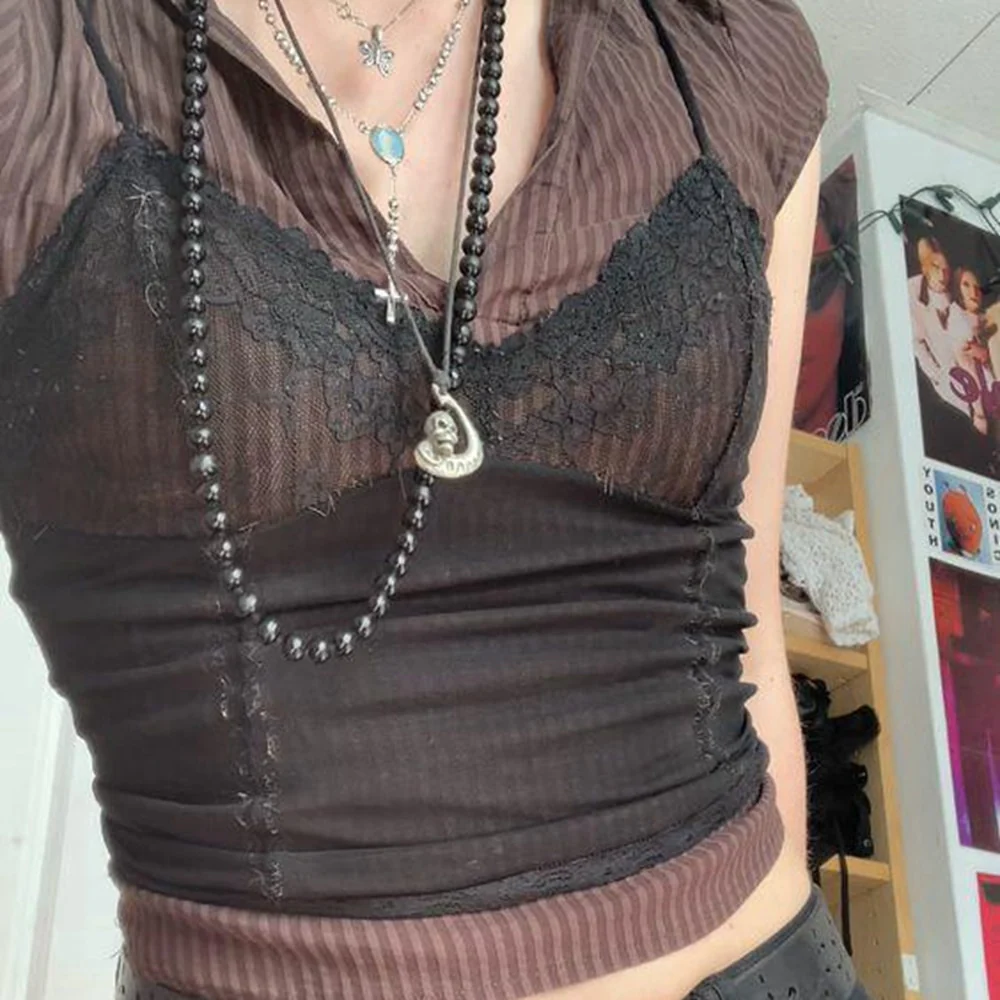 Lace See-through Cami Tank Top - Image 6