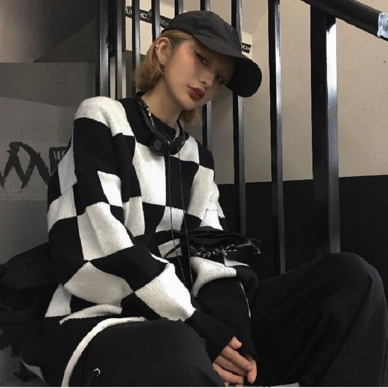 Large Checkerboard Oversize Sweater - Image 8