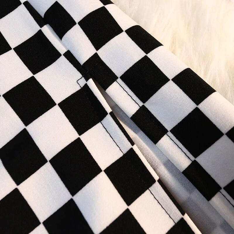 Long Skirt Checkerboard Print - Image 11