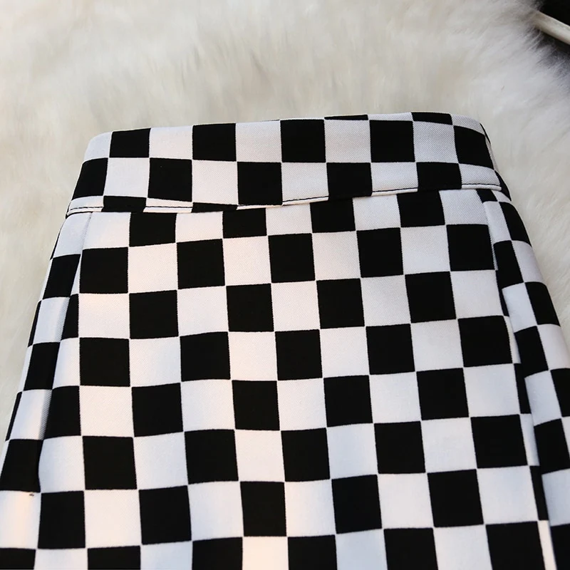 Long Skirt Checkerboard Print - Image 13