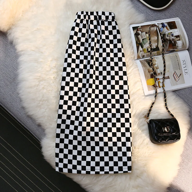 Long Skirt Checkerboard Print - Image 17