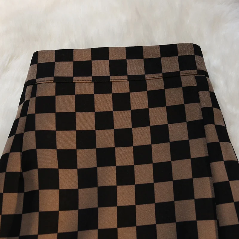 Long Skirt Checkerboard Print - Image 26